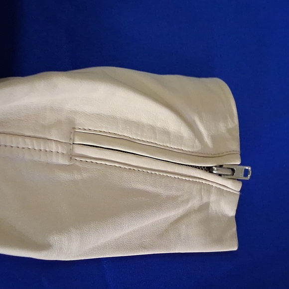 Womens Genuine Leather Beige Crop Jacket By Sanctuary Sz. Med - Picture 7 of 8